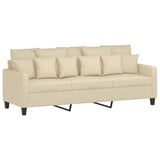 Canapé à 3 places avec repose-pieds Crème 180 cm Tissu