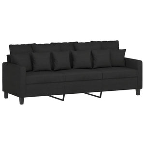 Canapé à 3 places avec repose-pieds Noir 180 cm Tissu