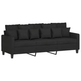Canapé à 3 places avec repose-pieds Noir 180 cm Tissu