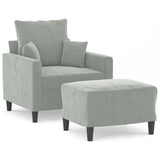 Fauteuil avec repose-pied Gris clair 60 cm Velours
