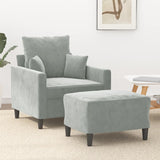 Fauteuil avec repose-pied Gris clair 60 cm Velours