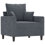 Fauteuil avec repose-pied Gris foncé 60 cm Velours