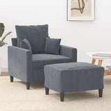 Fauteuil avec repose-pied Gris foncé 60 cm Velours