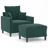 Fauteuil avec repose-pied Vert foncé 60 cm Velours