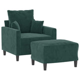 Fauteuil avec repose-pied Vert foncé 60 cm Velours