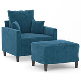 Fauteuil avec repose-pied Bleu 60 cm Velours