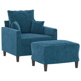 Fauteuil avec repose-pied Bleu 60 cm Velours