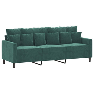 Canapé à 3 places avec repose-pieds Vert foncé 180 cm Velours