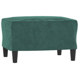 Canapé à 3 places avec repose-pieds Vert foncé 180 cm Velours