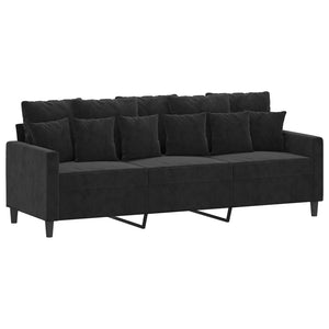 Canapé à 3 places avec repose-pieds Noir 180 cm Velours