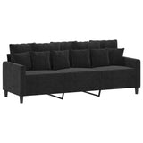 Canapé à 3 places avec repose-pieds Noir 180 cm Velours
