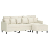 Canapé à 3 places avec repose-pieds Crème 180 cm Velours