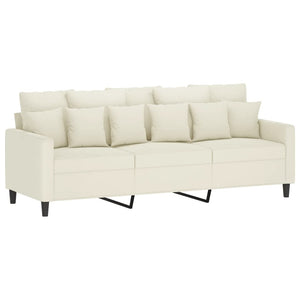 Canapé à 3 places avec repose-pieds Crème 180 cm Velours