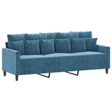 Canapé à 3 places avec repose-pieds Bleu 180 cm Velours