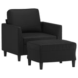 Fauteuil avec repose-pied Noir 60 cm Similicuir