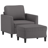 Fauteuil avec repose-pied Gris 60 cm Similicuir