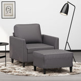 Fauteuil avec repose-pied Gris 60 cm Similicuir