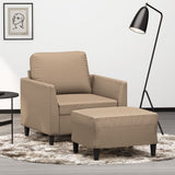 Fauteuil avec repose-pied Cappuccino 60 cm Similicuir