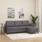 Canapé à 3 places avec repose-pieds Gris 180 cm Similicuir