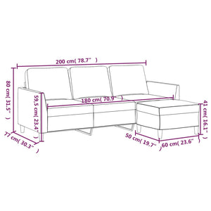 Canapé à 3 places avec repose-pieds Cappuccino 180cm Similicuir