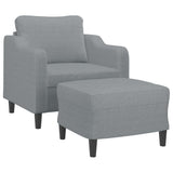 Fauteuil avec repose-pied Gris clair 60 cm Tissu
