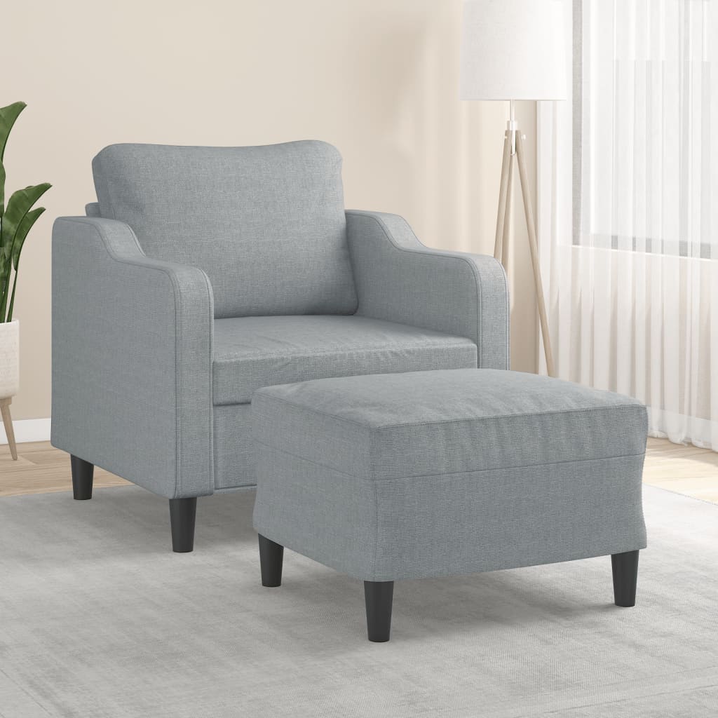 Fauteuil avec repose-pied Gris clair 60 cm Tissu