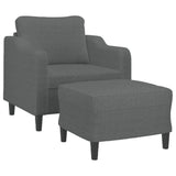 Fauteuil avec repose-pied Gris foncé 60 cm Tissu