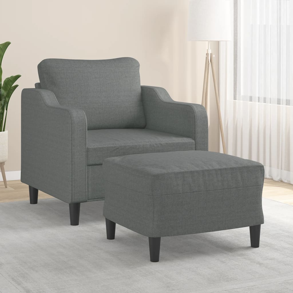 Fauteuil avec repose-pied Gris foncé 60 cm Tissu
