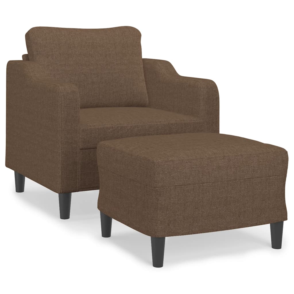 Fauteuil avec repose-pied Marron 60 cm Tissu