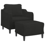 Fauteuil avec repose-pied Noir 60 cm Tissu