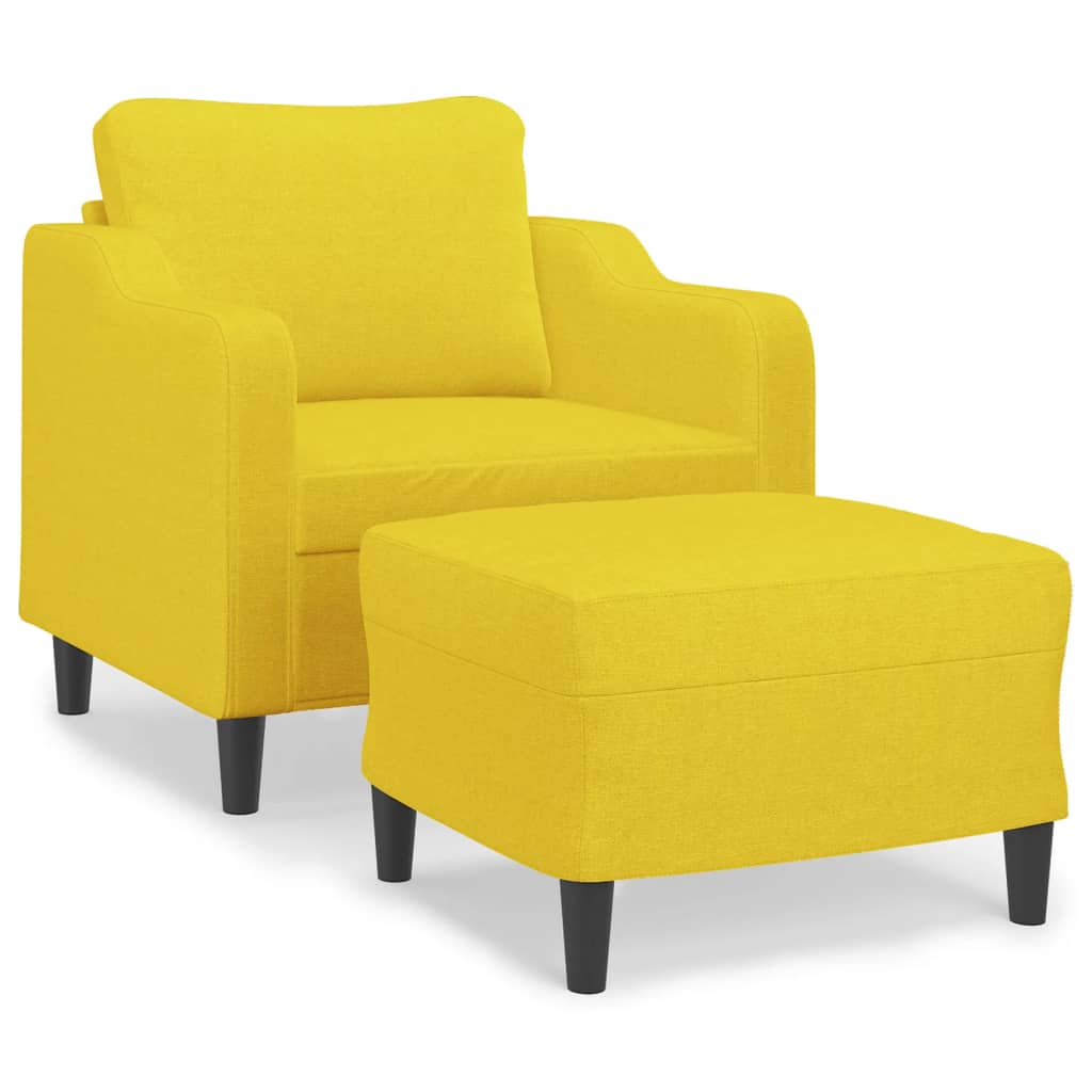 Fauteuil avec repose-pied Jaune clair 60 cm Tissu