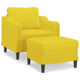Fauteuil avec repose-pied Jaune clair 60 cm Tissu