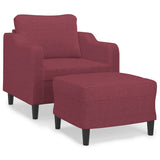 Fauteuil avec repose-pied Rouge bordeaux 60 cm Tissu