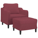 Fauteuil avec repose-pied Rouge bordeaux 60 cm Tissu