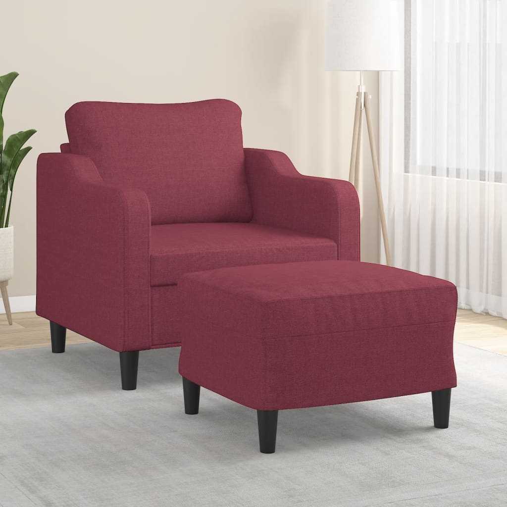 Fauteuil avec repose-pied Rouge bordeaux 60 cm Tissu