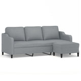 Canapé à 3 places avec repose-pieds Gris clair 180 cm Tissu