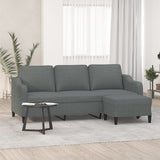 Canapé à 3 places avec repose-pieds Gris foncé 180 cm Tissu