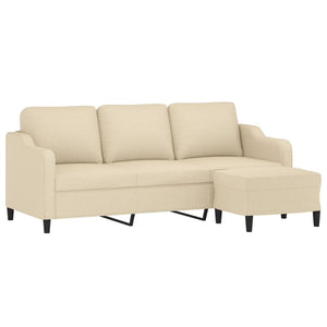 Canapé à 3 places avec repose-pieds Crème 180 cm Tissu