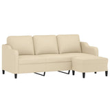Canapé à 3 places avec repose-pieds Crème 180 cm Tissu