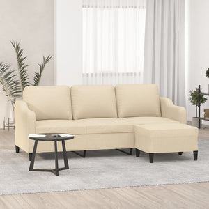 Canapé à 3 places avec repose-pieds Crème 180 cm Tissu