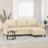 Canapé à 3 places avec repose-pieds Crème 180 cm Tissu