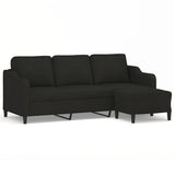 Canapé à 3 places avec repose-pieds Noir 180 cm Tissu