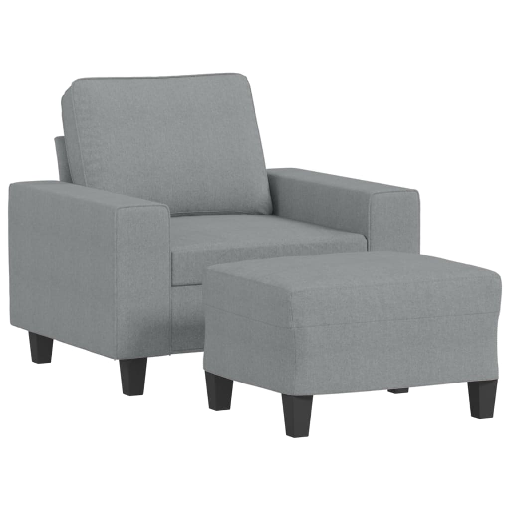 Fauteuil avec repose-pied Gris clair 60 cm Tissu