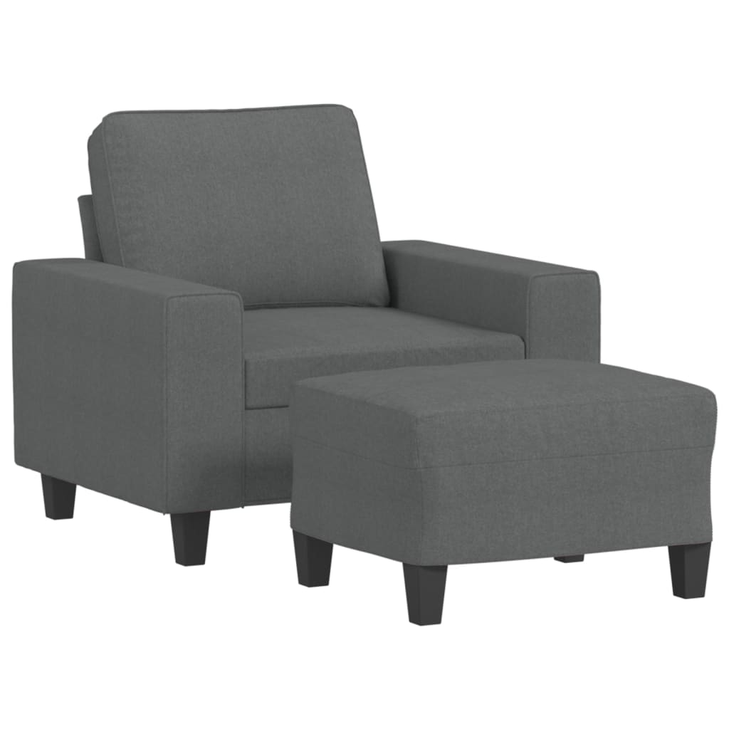 Fauteuil avec repose-pied Gris foncé 60 cm Tissu