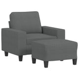 Fauteuil avec repose-pied Gris foncé 60 cm Tissu