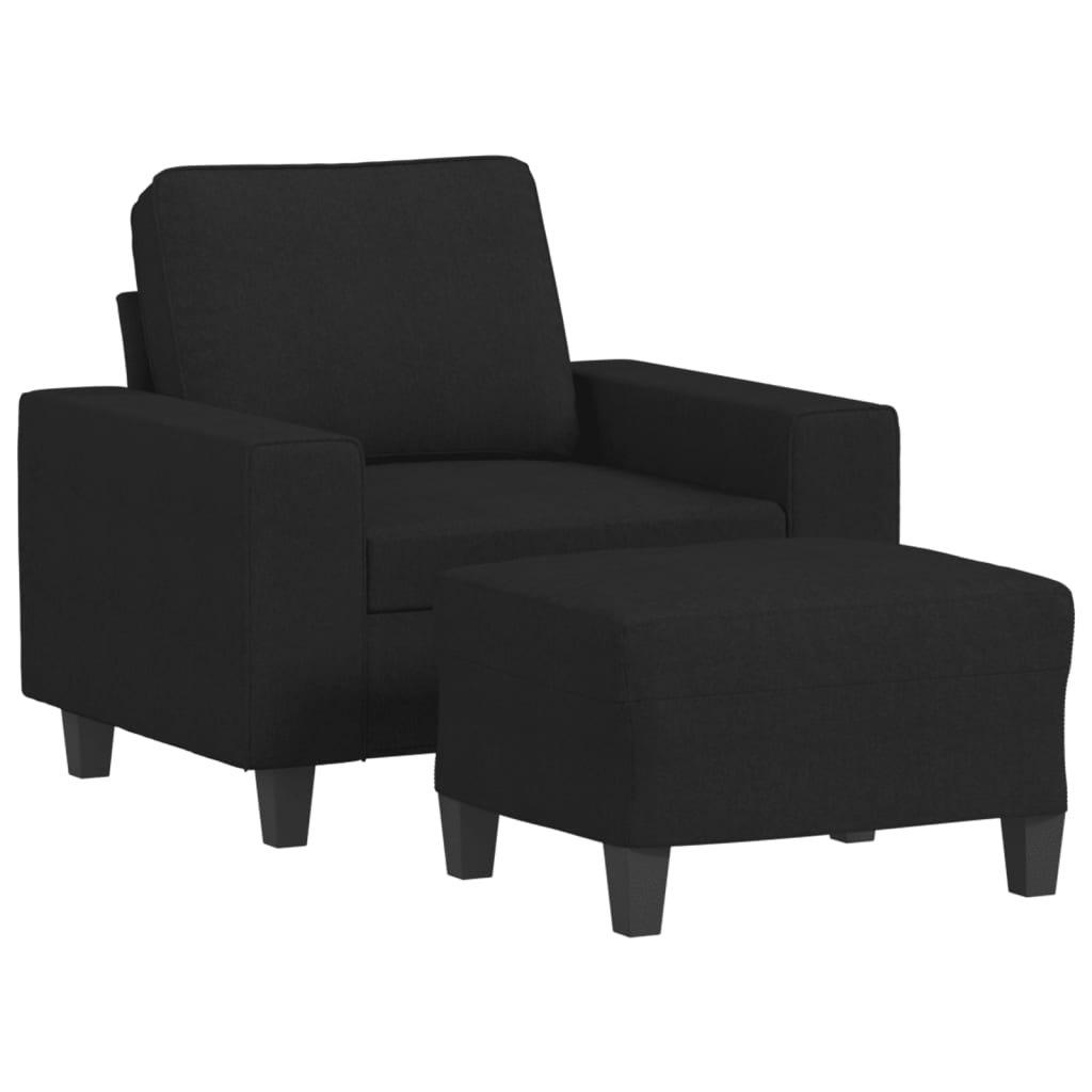 Fauteuil avec repose-pied Noir 60 cm Tissu