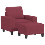 Fauteuil avec repose-pied Rouge bordeaux 60 cm Tissu