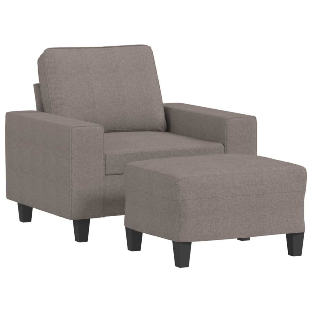 Fauteuil avec repose-pied Taupe 60 cm Tissu