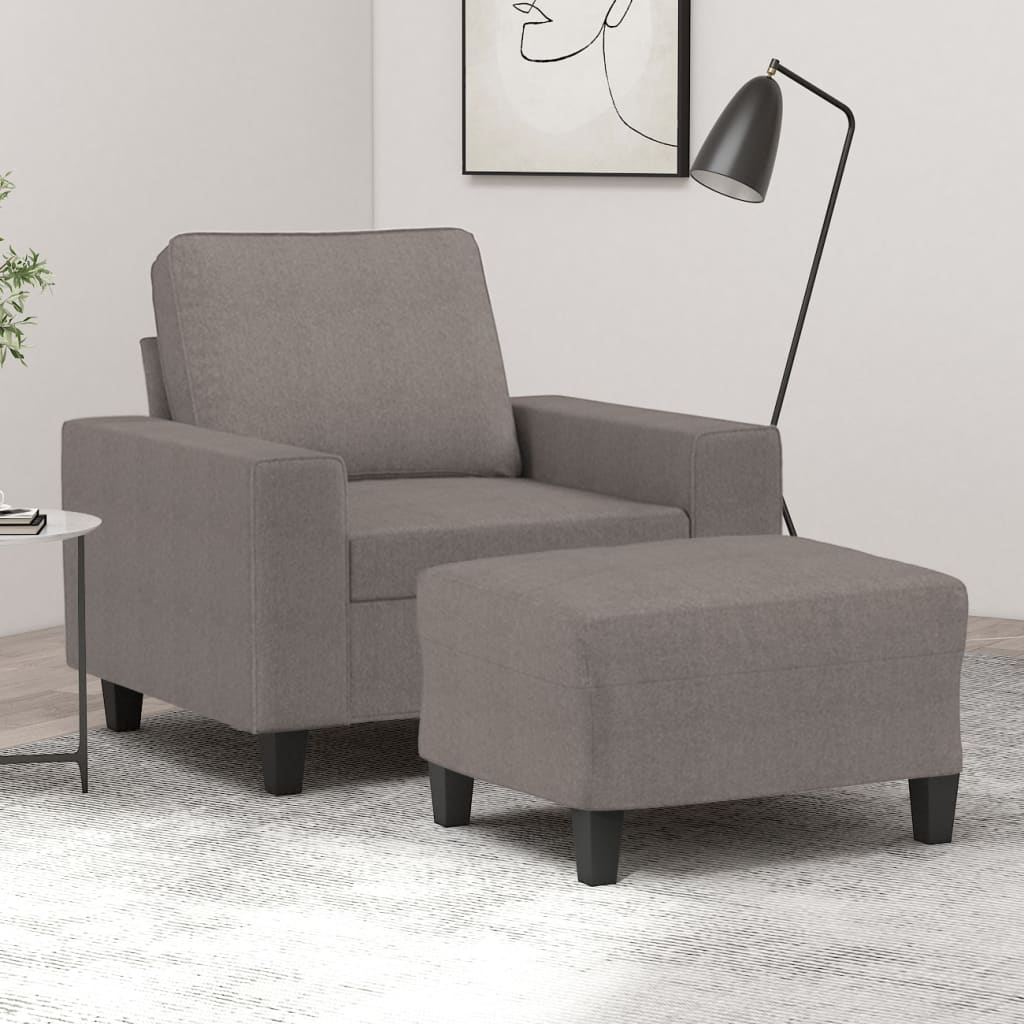 Fauteuil avec repose-pied Taupe 60 cm Tissu