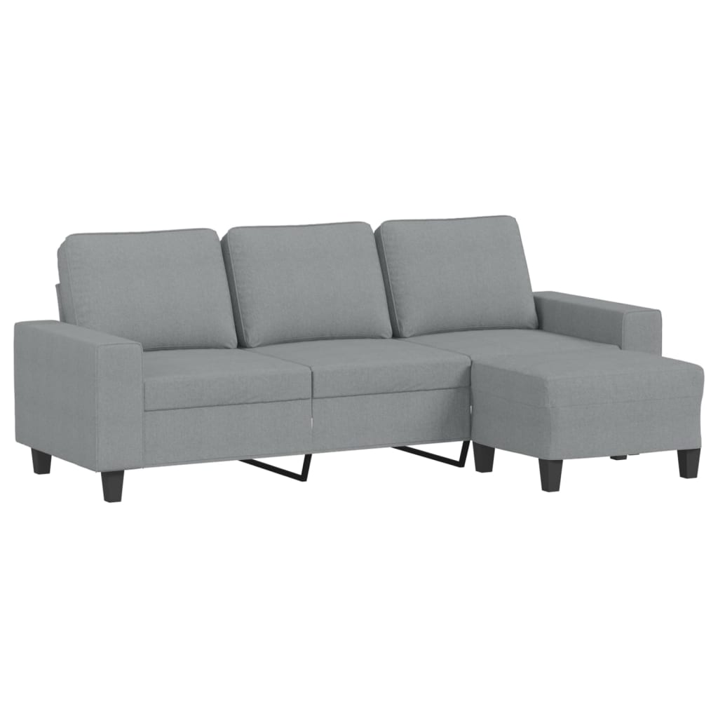 Canapé à 3 places avec repose-pieds Gris clair 180 cm Tissu